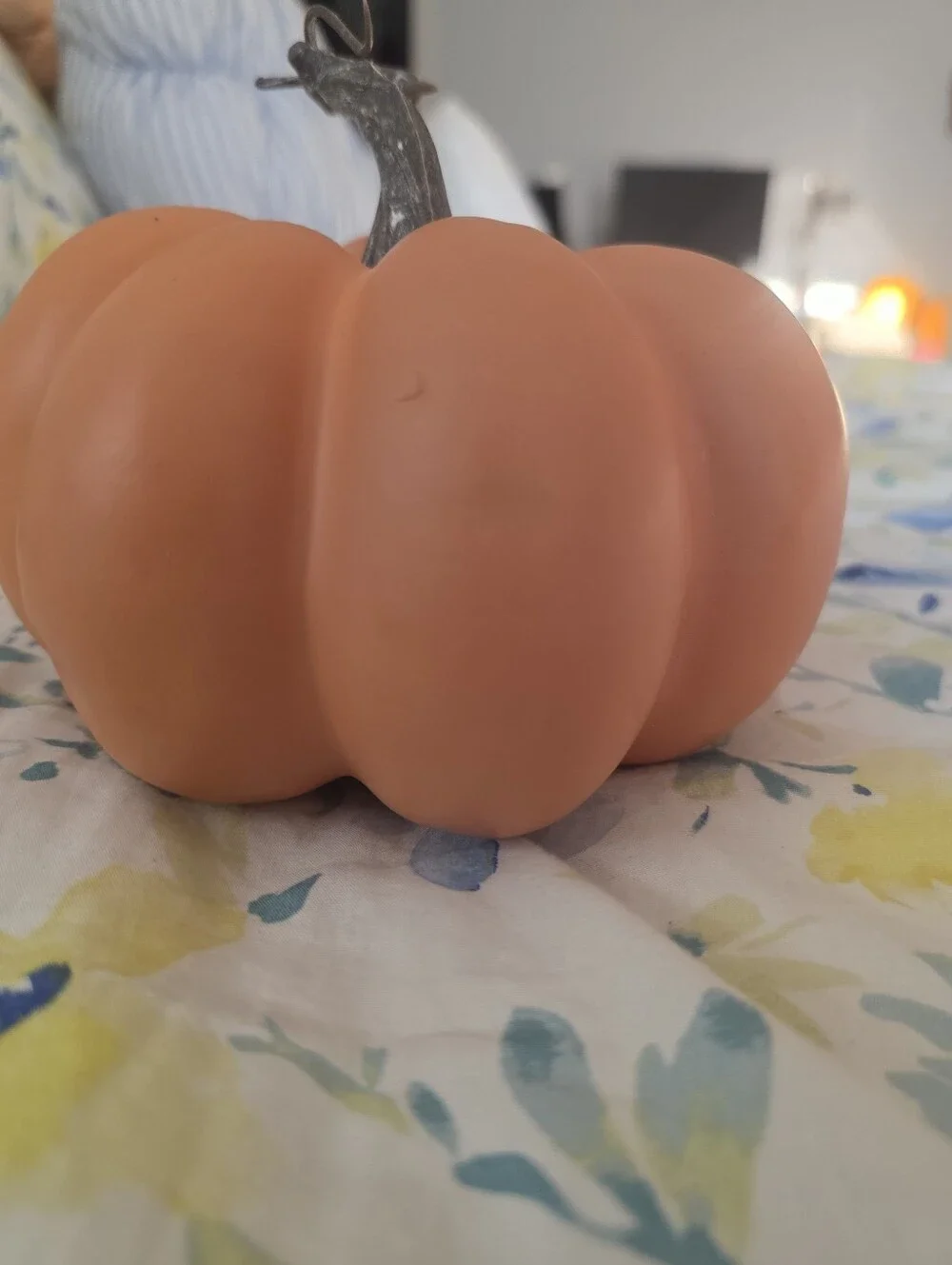 Matte Orange & Brown Stem Fall & Halloween Plastic Pumpkin Decoration